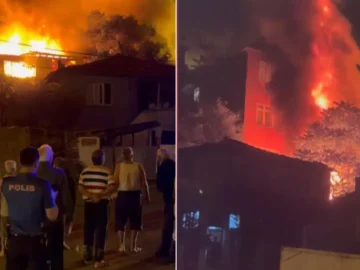 Gaziosmanpaşa’da korkutan yangın: 3 gecekondu alev alev yandı